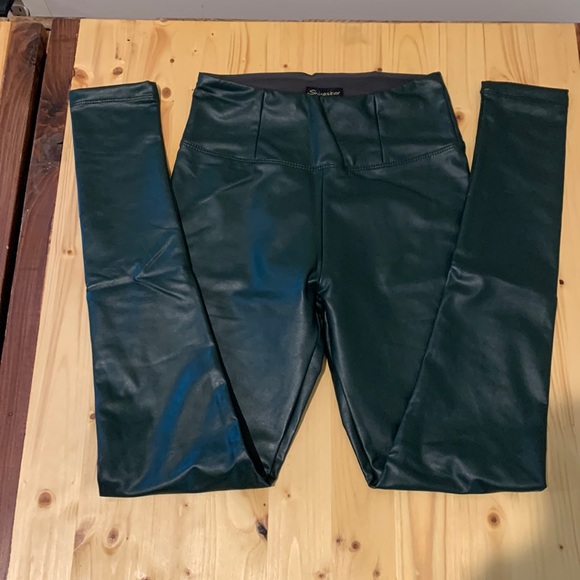 Shinestar Pants Jumpsuits Hunter Green Faux Leather Leggings shinestar-pants-jumpsuits-hunter-green-faux-leather-leggings
